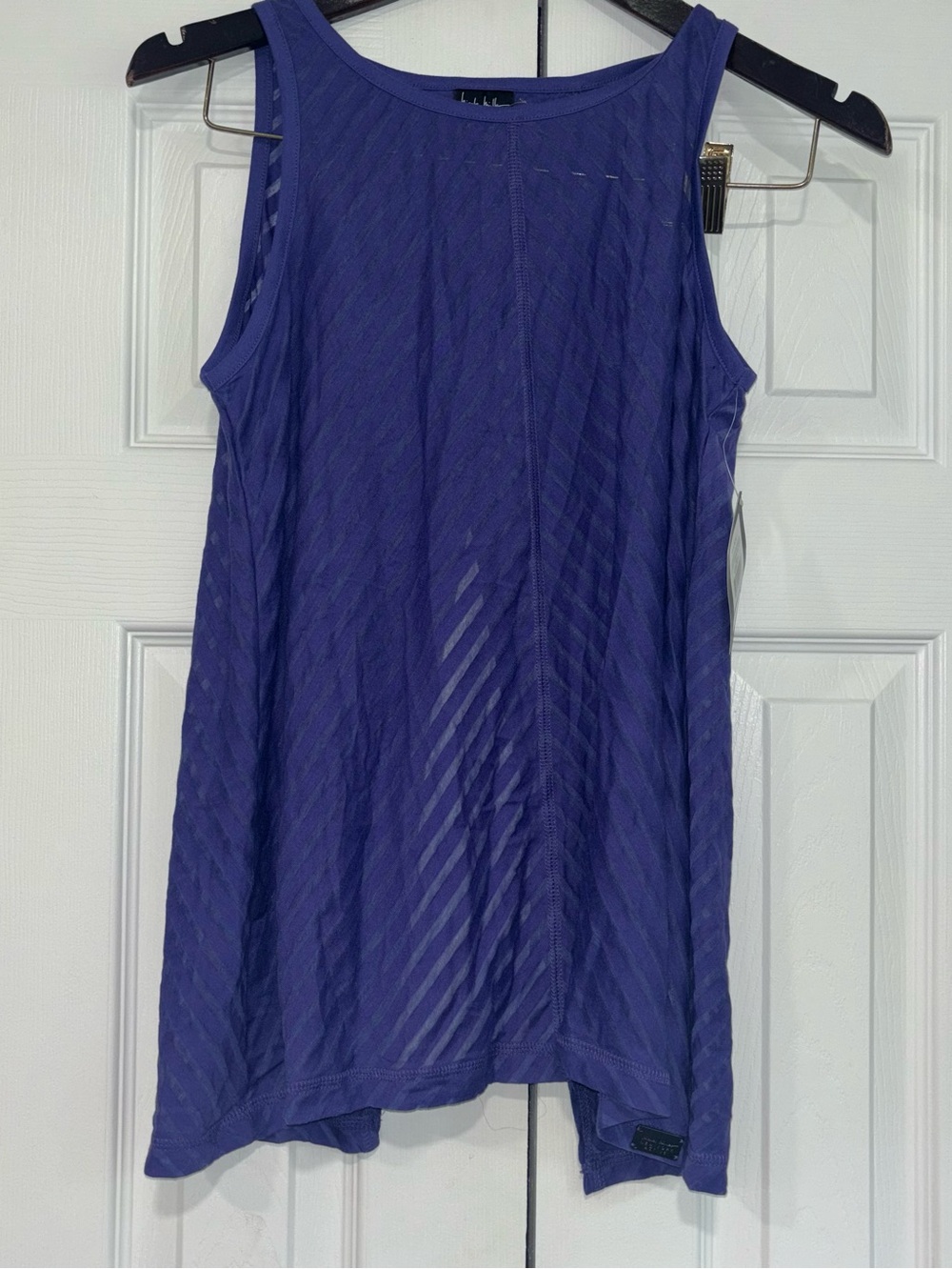 NWT Nicole Miller Active Relaxed Fit Liberty Purple Split Back Sheer Tank Top XS